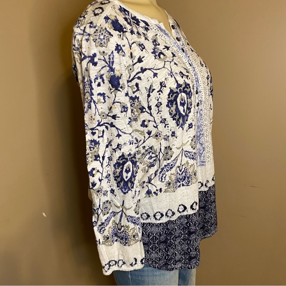 Lucky Brand Size Small Womens 3/4 Length Sleeve Floral Blouse - Picture 5 of 9